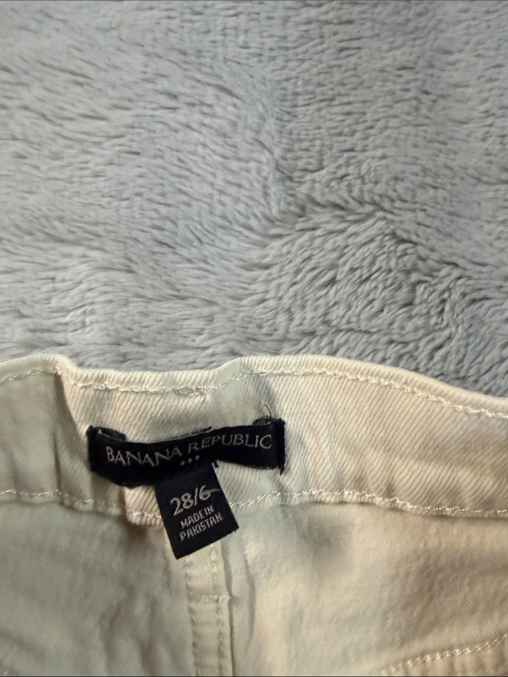 Banana Republic Cream High-Waist Button-Front Shorts
